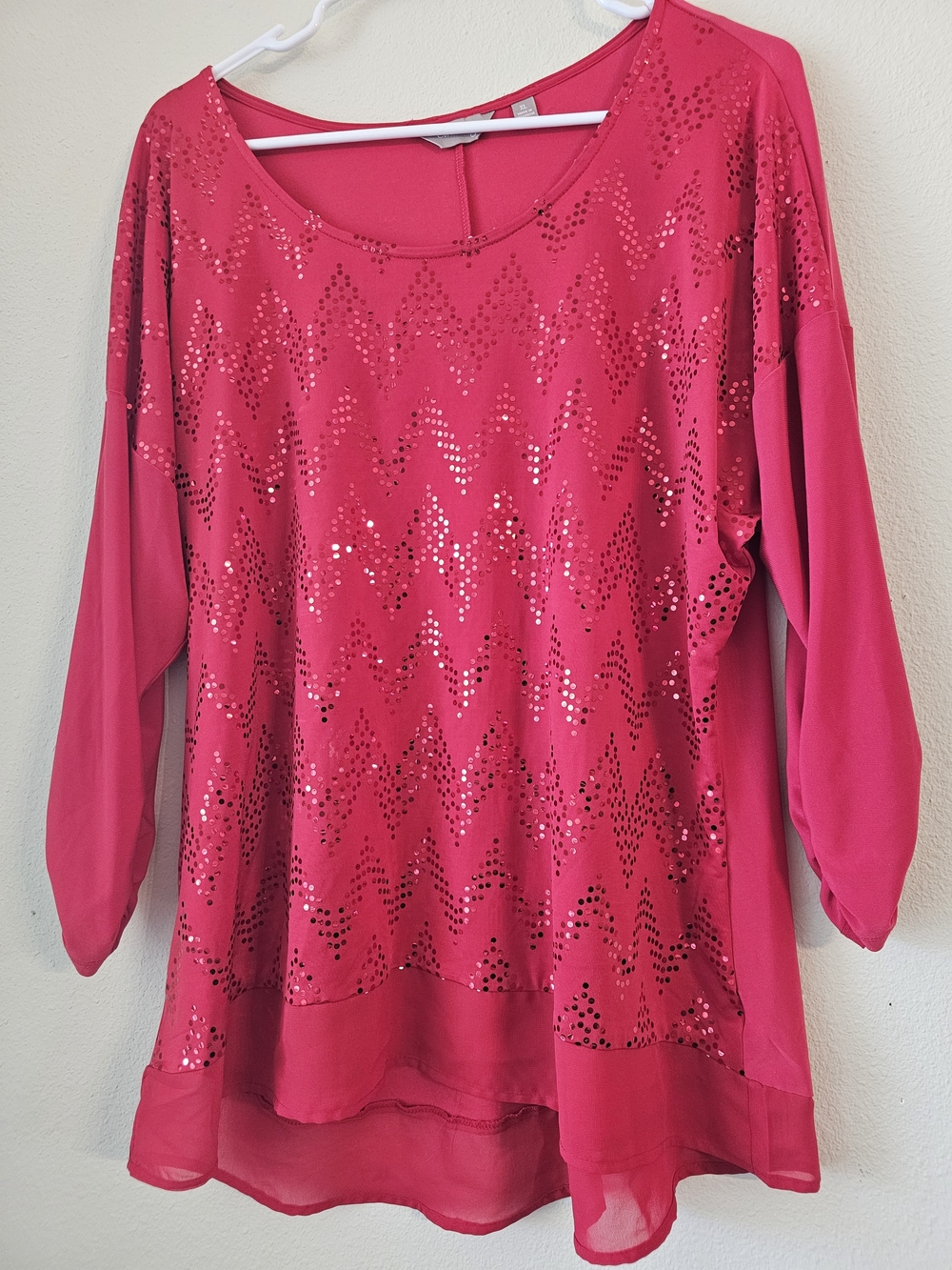 Coral Bay Red Sequin Chevron Blouse